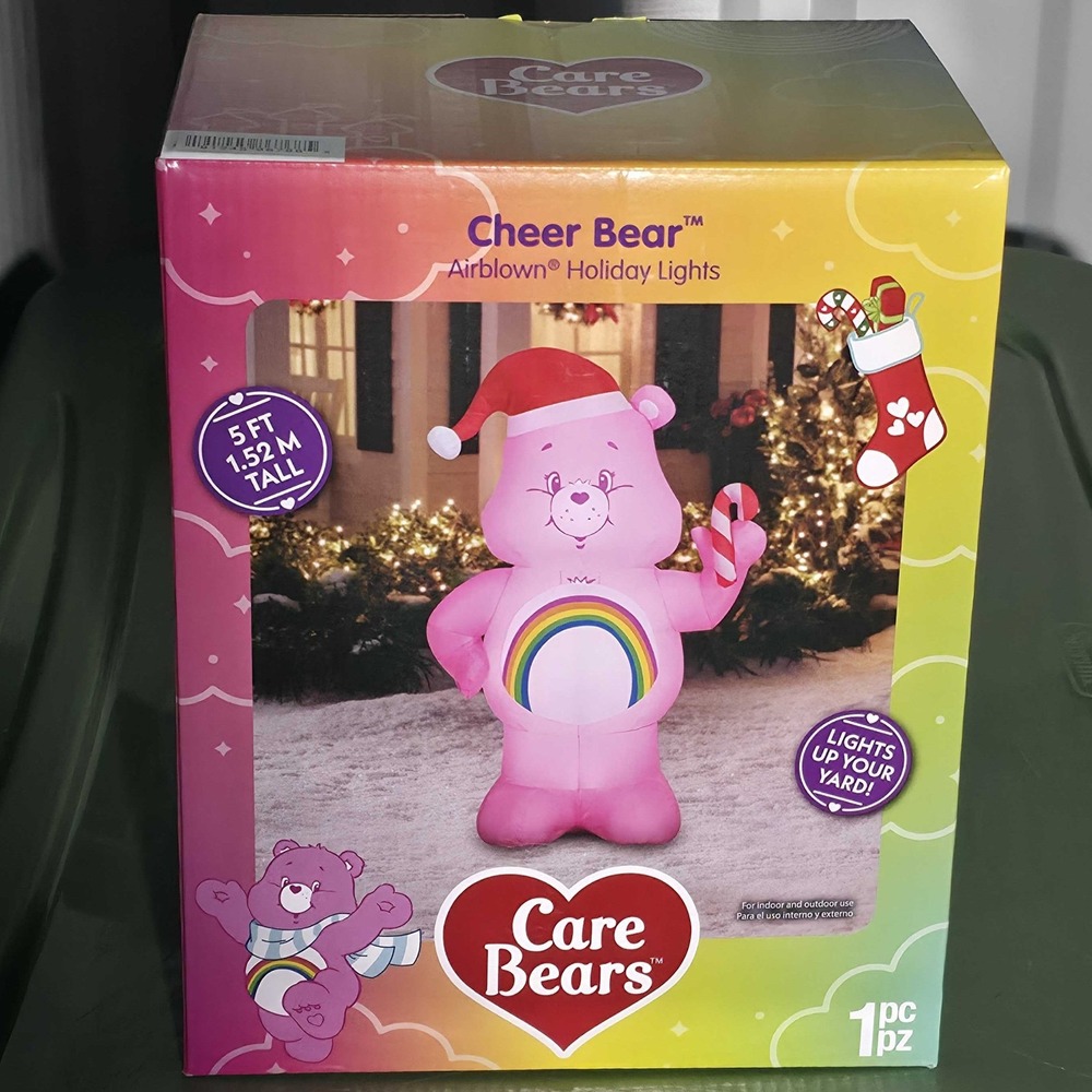 Care Bears Cheer Bear Santa Hat Candy Cane Christmas Airblown Inflatable 5' XMAS
